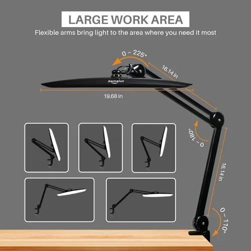 Miniatura 3 de Lámpara LED de escritorio con abrazadera, lámpara de tareas de atenuación para lectura, escritorio, oficina, banco de trabajo, mesa, arquitecto