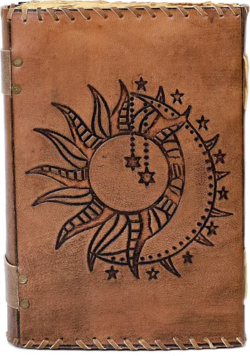 Miniatura 4 de Sun & Moon - Diario en relieve, 220 páginas hechas a mano con borde deckle borde, diario vintage, diario de sol y luna, cuaderno de bocetos