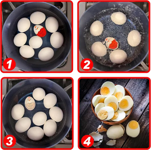 Miniatura 3 de Eggssentials Paquete de 2 temporizadores de huevos rojos que van en el agua – Temporizador de huevos duros para huevos duros y huevos duros suaves