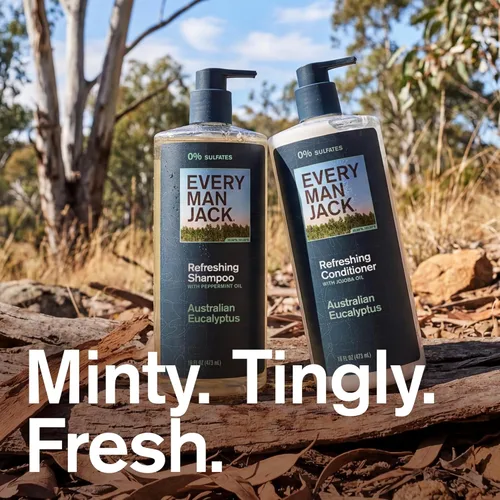 Miniatura 2 de Every Man Jack Set de champú y acondicionador para hombre, eucalipto australiano, sin sulfatos, fabricado con ingredientes refrescantes alimentados