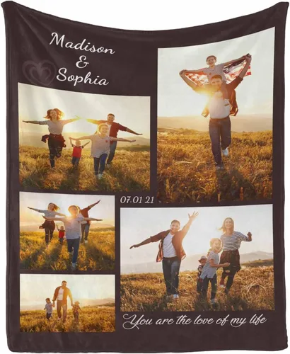 Miniatura 7 de Manta personalizada con tus fotos favoritas, manta personalizada con mis propias imágenes para familia, mamá, papá, hija, hijo, perro, hermanas