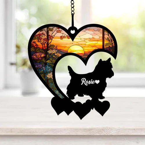 Miniatura 11 de NAZENTI Atrapasoles personalizado de sabueso afgano, adorno conmemorativo personalizado para la pérdida de mascotas, regalo de condolencia