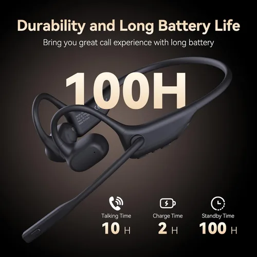 Miniatura 12 de CXK Auriculares de oreja abierta con micrófono, auriculares inalámbricos con cancelación de ruido AI, Bluetooth 5.3, auriculares Bluetooth