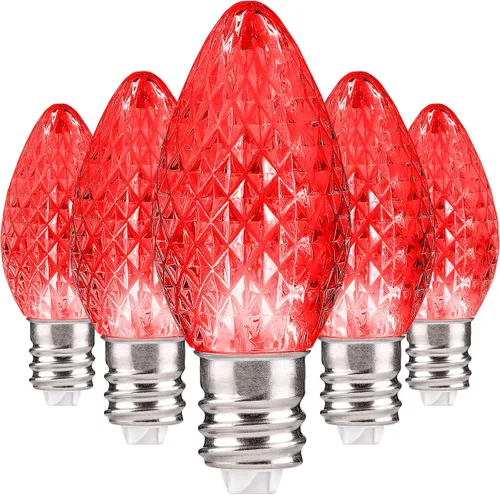 Miniatura 2 de Repuesto de focos de luz navideñas Holiday Lighting Outlet de ledes C7, grado comercial, 3 diodos (ledes) en cada foco, se adapta a los conectores