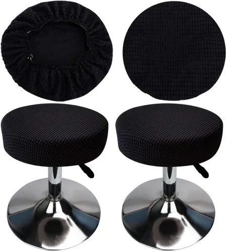 Miniatura 26 de Funda de taburete redonda de 12 a 16 pulgadas, fundas de asiento redondas para taburetes de bar, tela de lujo elástica, lavable de jacquard a prueba