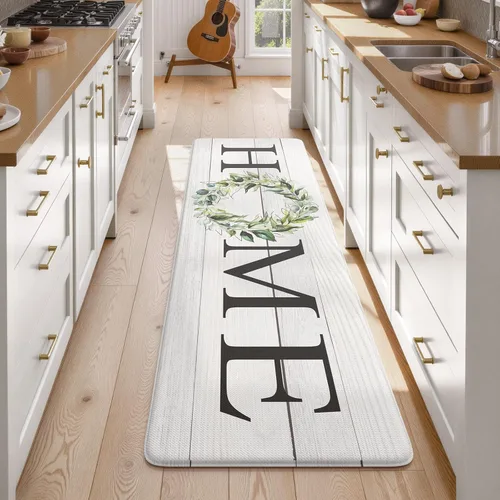 Miniatura 25 de KIMODE Alfombra Antifatiga para Cocina 2 Piezas, Alfombras de Cocina Impermeables y Antideslizantes, Alfombra de Cocina de Estilo Rústico para Piso