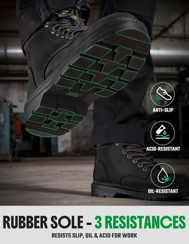 Miniatura 4 de SKPRO Botas de trabajo con punta de acero para hombres, zapatos de seguridad antideslizantes impermeables para la construcción, botas de trabajo