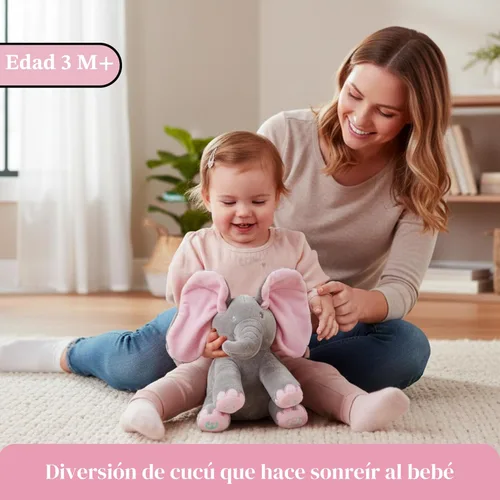 Miniatura 6 de Dimple Kaia Elefante de Peek A Boo, Animal de Peluche Cantando Interactivo con Orejas en Movimiento, Animal de Peluche Musical para Bebés y Niños