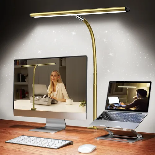 Miniatura 20 de Airlonv Lámpara de escritorio LED para oficina y hogar, luz de escritorio con atenuación continua ajustable y cuello de cisne flexible, lámpara