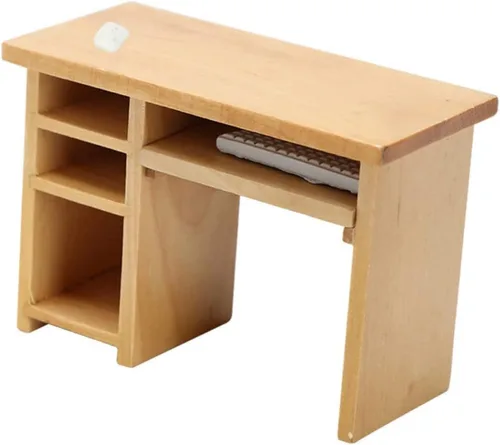 Casa de muñecas Escritorio de computadora Miniture House Muebles Decoración de escritorio Vintage Home Decor Set 1 12 Escala Mini Casa Accesorios