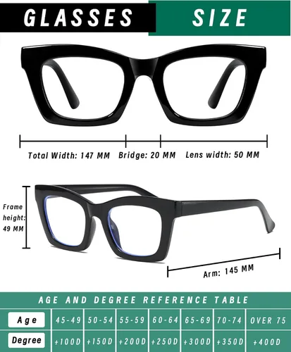 Miniatura 3 de Hubeye Lentes de lectura estilo Oprah para mujeres, gafas de lectura estilo stylis con bloqueo de luz azul y bisagra de resorte 2-Negro/Verde