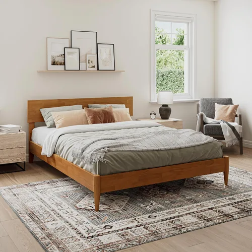 Miniatura 20 de AFI, Aria - Cama de plataforma moderna de perfil bajo de madera maciza, tamaño individual, color caramelo claro