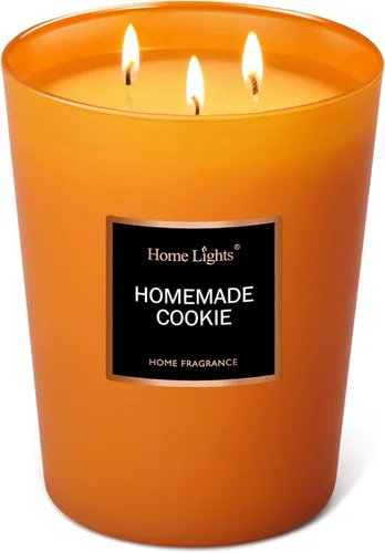 HomeLights - Velas perfumadas, tarro grande de aromaterapia, cera de soja natural, regalo de 130 horas de combustión, galleta casera