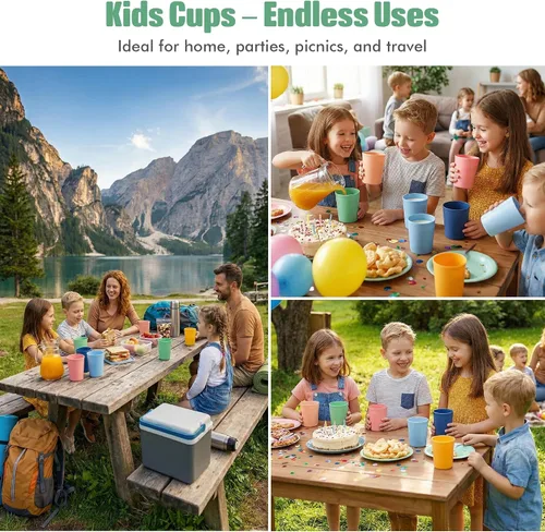 Miniatura 5 de MASTERCOOK 6 Piezas de Tazas Pequeñas Reutilizables – 8 oz Vasos Irrompibles para Beber – Tazas para Niños Pequeños para Agua, Jugo, Leche – Vasos