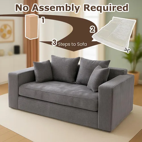Miniatura 7 de cidludto Sofá cama convertible 3 en 1, sofá cama plegable plegable – Sofá cama sin hueso y futón en el suelo, sofá cama extraíble de pana con 4 Gris