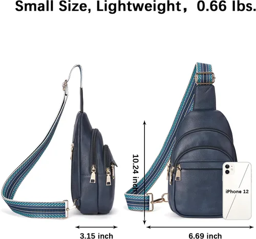 Miniatura 6 de BOSTANTEN Bolso bandolera pequeño para mujer, bolso cruzado de cuero, riñonera, bolsa de pecho para viajes
