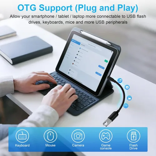 Miniatura 2 de Adaptador USB C a USB 3.0, transferencia de datos de alta velocidad de 5 Gbps, adaptador USB C Android macho a USB hembra OTG On The Go Dongle Cable