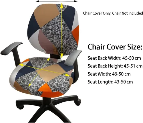 Miniatura 6 de LINGXIYA Funda de asiento elástica dividida, fundas para silla de computadora de oficina, funda de silla giratoria impresa, fundas protectoras B