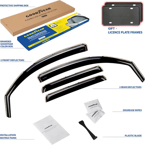 Miniatura 6 de Goodyear Deflectores de ventana inastillables en el canal para camiones, Toyota Tacoma 2005-2015, doble cabina, protectores de lluvia, viseras