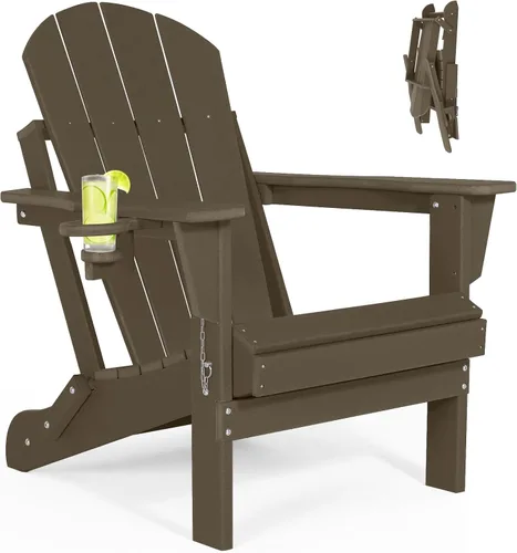 Miniatura 22 de Sillas Adirondack plegables – Silla Adirondack de plástico con soporte para tazas, sillas para exteriores resistentes a la intemperie
