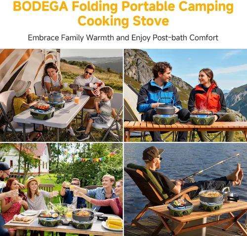 Miniatura 6 de BODEGA Estufa de campamento de 2 quemadores, estufa de campamento de propano plegable de 20000 BTU con quemadores ajustables, estufas de gas dobles
