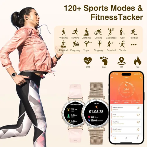 Miniatura 8 de Smart Watches for Women (Answer/Make Calls),1.19" AMOLED Slim Smartwatch with Heart Rate/Sleep Monitor,120+ Sport Modes Fitness Tracker with Rose