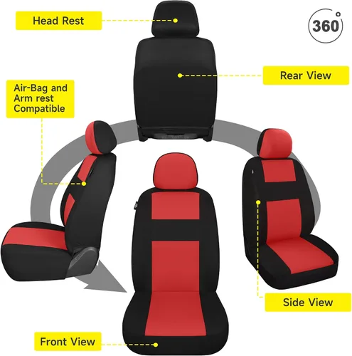 Miniatura 7 de VarCozy Fundas de Asientos de Automóvil Juego Completo, Fundas de Asientos de Banco Dividido Delantero y Trasero de Tela Transpirable