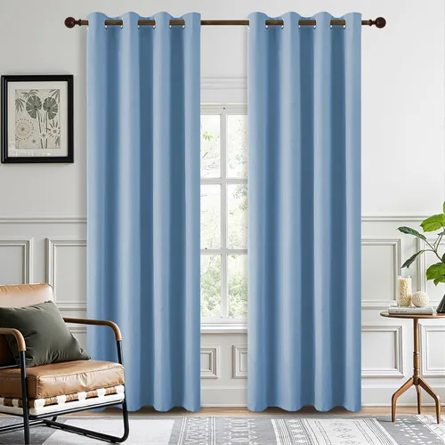 Miniatura 13 de DONREN Cortinas opacas de lino con aislamiento térmico de 52 x 95 pulgadas, cortinas de oscurecimiento de habitación con ojales para dormitorio