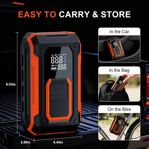 Miniatura 7 de ZSX Inflador de neumáticos, compresor de aire portátil, bomba de aire inalámbrica de 150 PSI para neumáticos de automóvil, doble potencia, batería