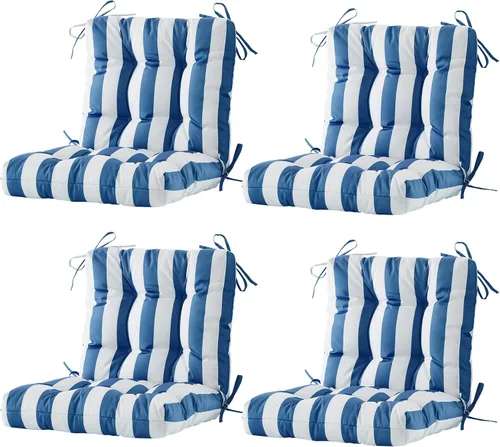 Miniatura 18 de BLISSWALK Cojines para sillas de exterior, 40 x 20 x 4 pulgadas, cojín de mimbre grueso con respaldo bajo y lazos para muebles de patio, floral