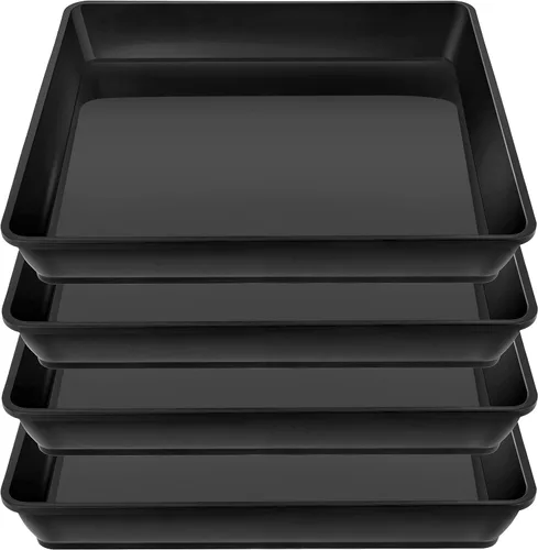 Miniatura 16 de LWALRS Platillo cuadrado para plantas de 6 pulgadas, paquete de 5 platillos de plástico transparente fuerte, macetas cuadradas para plantas
