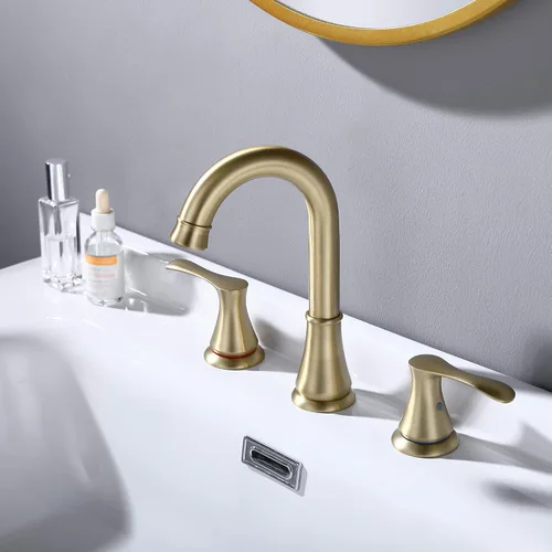 Miniatura 2 de Grifo de Baño para Lavabo de 3 Orificios con Desagüe Emergente y Manguera de Suministro de Grifos cUPC, Grifo de Lavabo de Baño Extendido de Latón