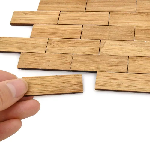 iLAND Pisos barnizados para casas de muñecas en escala 1:12, tablas de piso de casa de muñecas de bambú (rectangular 96pcs)