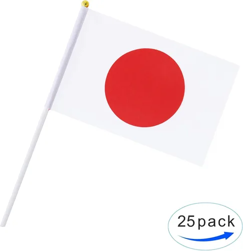 Miniatura 4 de Paquete de 25 banderas nacionales pequeñas de mano pequeñas japonesas japonesas con parte superior redonda, suministros de decoración de fiesta
