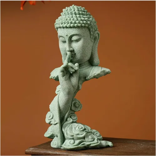 Miniatura 8 de livelyfish Estatua de Buda meditante, pecera, estatuas de Buda zen, figuras de pensador de piedra arenisca para acuario, jardín, decoración