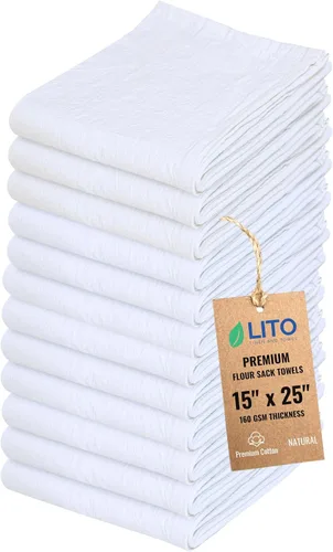 Miniatura 39 de Toallas de saco de harina Toalla de té para manualidades, plato de cocina, toalla de algodón en blanco para bordado, funda de lino para hornear
