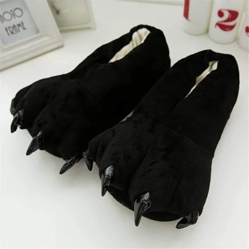 Miniatura 7 de Pantuflas de felpa con forma de garra de animal unisex de moda., M(EUR35-38), Negro