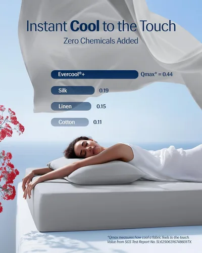 Miniatura 3 de REST® Evercool®+ Juego de sábanas refrescantes, tamaño Cali King, color gris claro, sábanas transpirables para personas que duermen con calor
