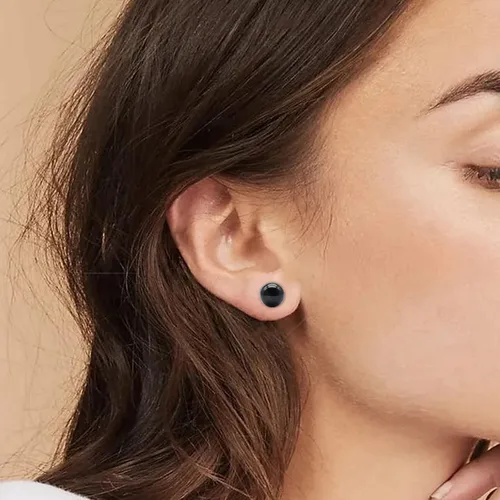 Miniatura 4 de Aretes de titanio con punta plana y bola, hipoalergénicos para mujeres y hombres, oro rosa, oroplatanegro, aretes redondos de 0.118 in a 0.236 in
