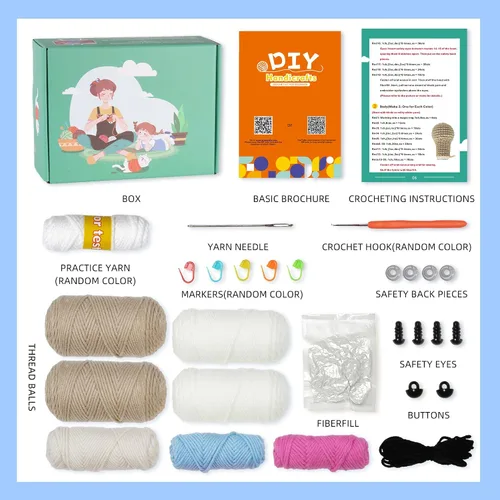 Miniatura 2 de mehorkook Kit de ganchillo para principiantes, tutoriales en video paso a paso, ideal para adultos y niños, proyectos de animales de ganchillo