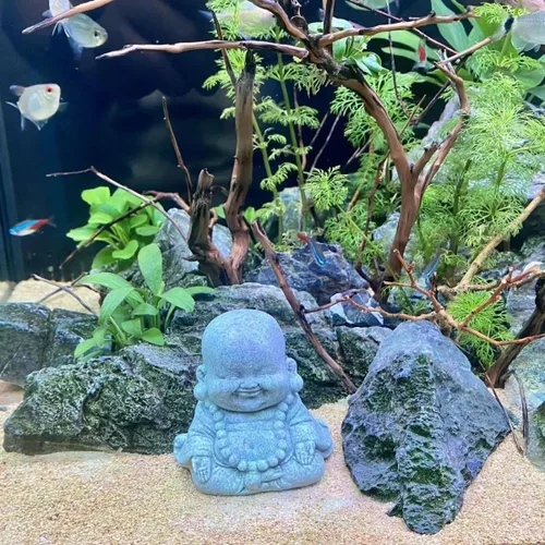 Miniatura 6 de livelyfish Decoración de pecera de Buda, figuras asiáticas de Buda de piedra para acuario, jardín zen, estatua de pecera, decoración de esculturas