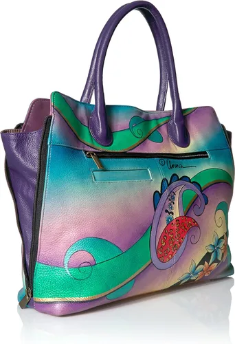 Miniatura 3 de Anna by Anuschka Hand-Painted Original Artwork, Genuine Leather - Large Expandable Tote