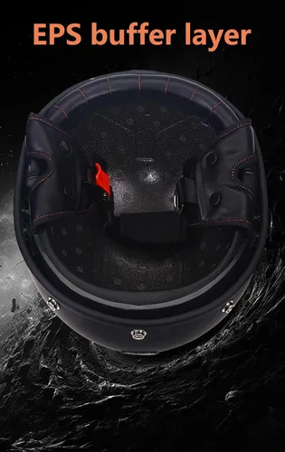 Miniatura 4 de Casco de cara abierta con Bluetooth para hombres y mujeres, casco retro de estilo alemán con diseño de calavera, visera con gafas, casco de media