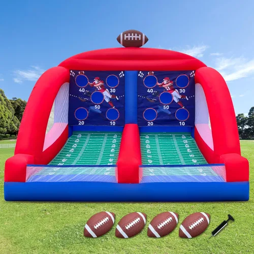Juego inflable de carnaval de lanzamiento de fútbol con 4 pies inflables, juego de objetivo de lanzamiento, práctica de objetivos de fútbol para