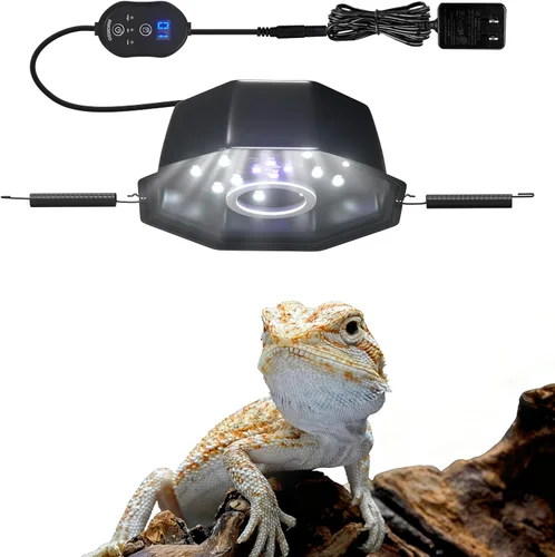 GlowUp Luz de reptil UVB con atenuación, UVA UVB 10.0 para reptiles de selva tropical y desierto UVB5.0 y UVB10.0, brillo ajustable UVB lámpara para