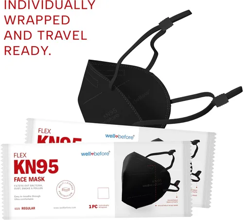 Miniatura 7 de Well Before KN95 Disposable Face Mask 10 Pack Individually Wrapped Mask with Adjustable Head strap