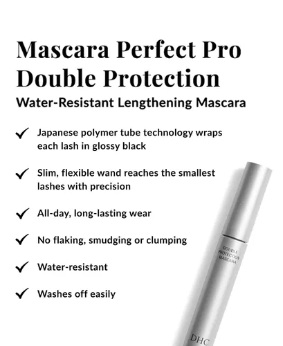 Miniatura 2 de DHC Mascara Perfect Pro Doble Protección, resistente al agua, máscara de alargamiento, tecnología de tubos, uso durante todo el día, color negro