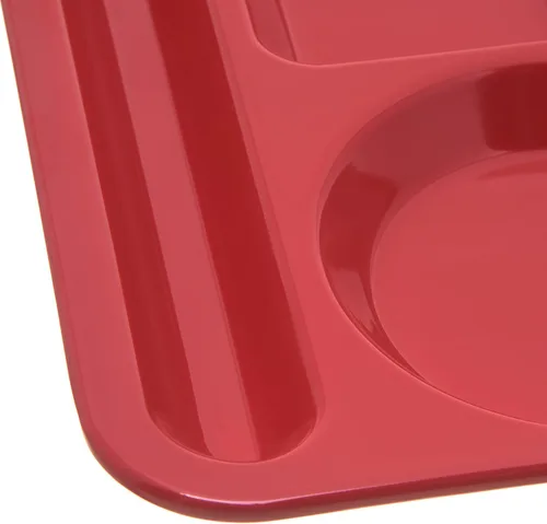 Miniatura 3 de Carlisle FoodService Products Bandeja de plástico para comida zurda, bandeja pesada para almuerzo con 6 compartimentos para escuelas, cafeterías