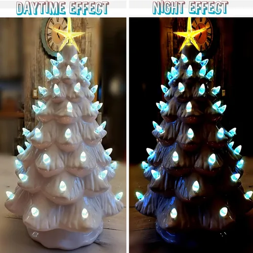 Miniatura 5 de Bombillas de Luces de Repuesto para Árbol de Navidad de Cerámica, Clavijas de Plástico con Giro Mediano Azul Aguamarina, Adornos para Árbol