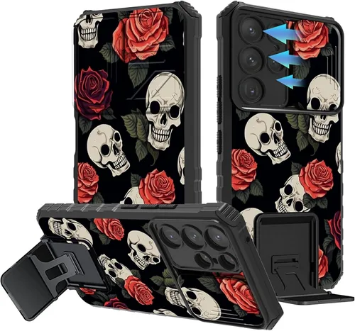 Miniatura 199 de Funda para Samsung Galaxy S22 Ultra 5G, Galaxy S22 Ultra con cubierta de cámara deslizante, funda resistente de doble capa con función atril Black